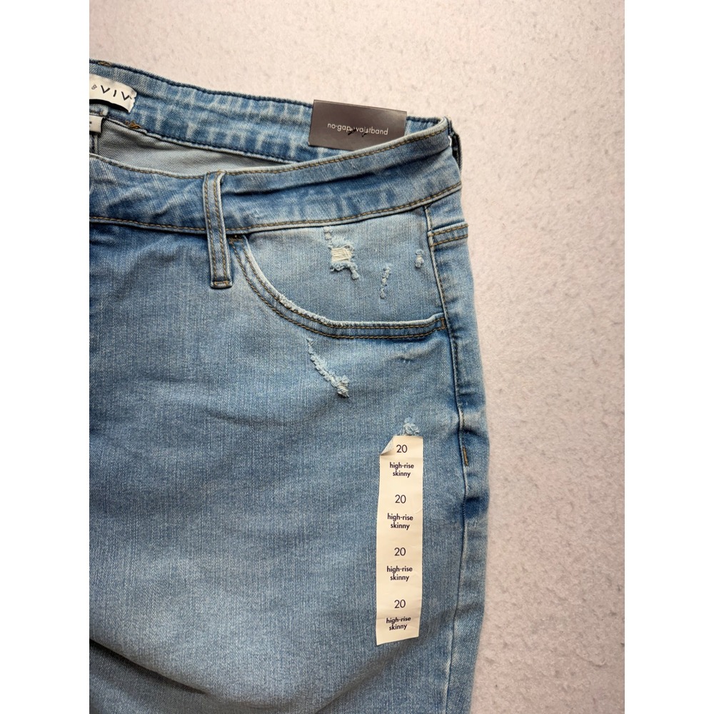 Ava & Viv Women Blue High Rise Skinny Jeans Light Wash Distressed Size 20 R - Picture 5 of 9